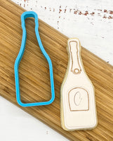 Prosecco Bottle Cookie Cutter & Embosser Set of 2