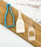 Prosecco Bottle Cookie Cutter & Embosser Set of 2